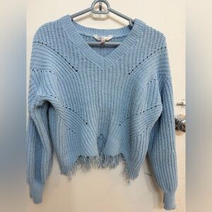No Boundaries Light Blue V-Neck Sweater